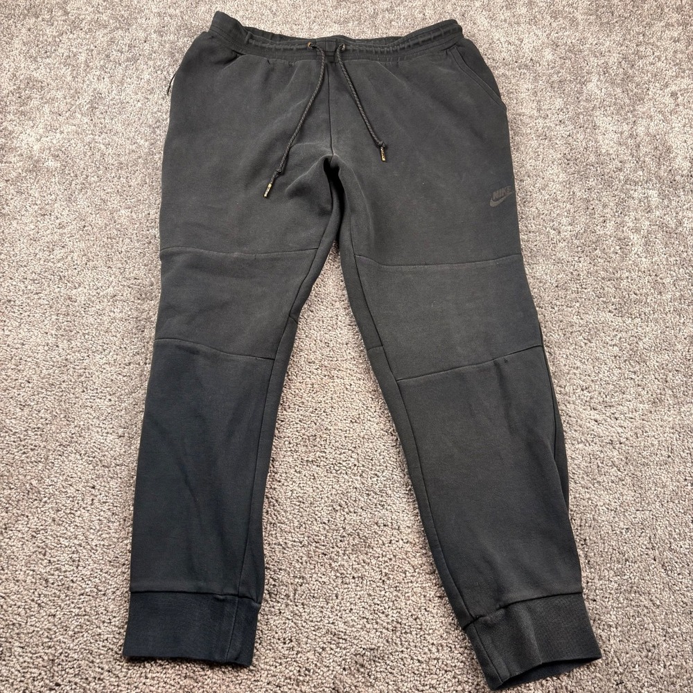 Nike Tech Fleece Jogger Pants Mens 2XL Black Tapered Zip Pocket Sweatpants‎